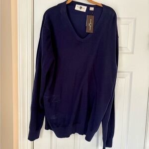 NWT Men’s Handsome Black Brown 1826 V-Neck Sweater - beautiful blue